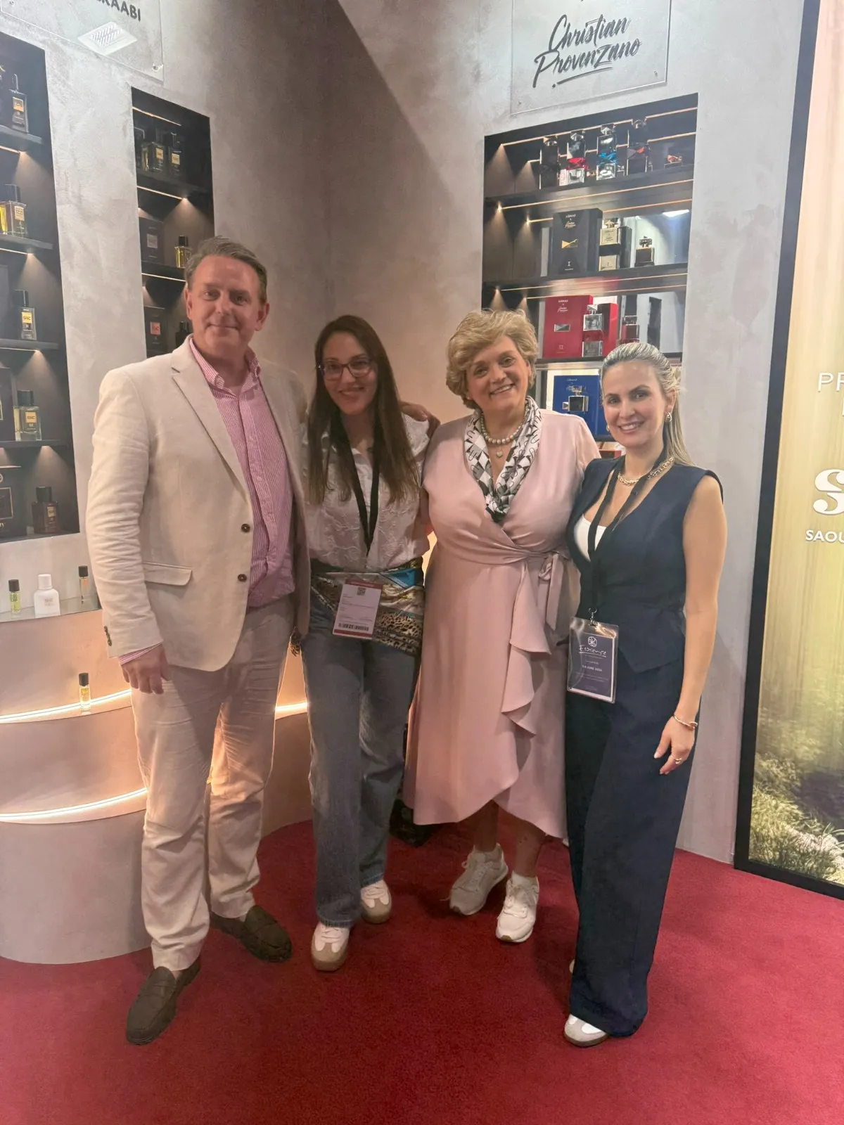 Kirk Thomason with three creators at the Christian Provenzano fragrance stand